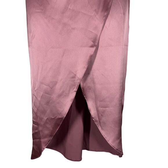 Miss Selfridge Satin Drape Wrap Blush Midi Skirt Women's 4‎ Elegant Date Night - Picture 2 of 12